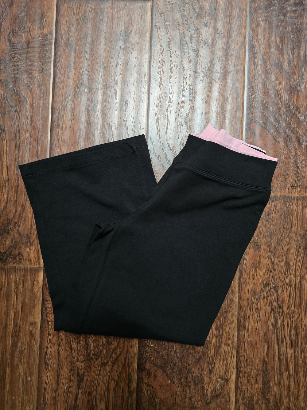 Champion Capri Black Leggings with Pink Waistband
